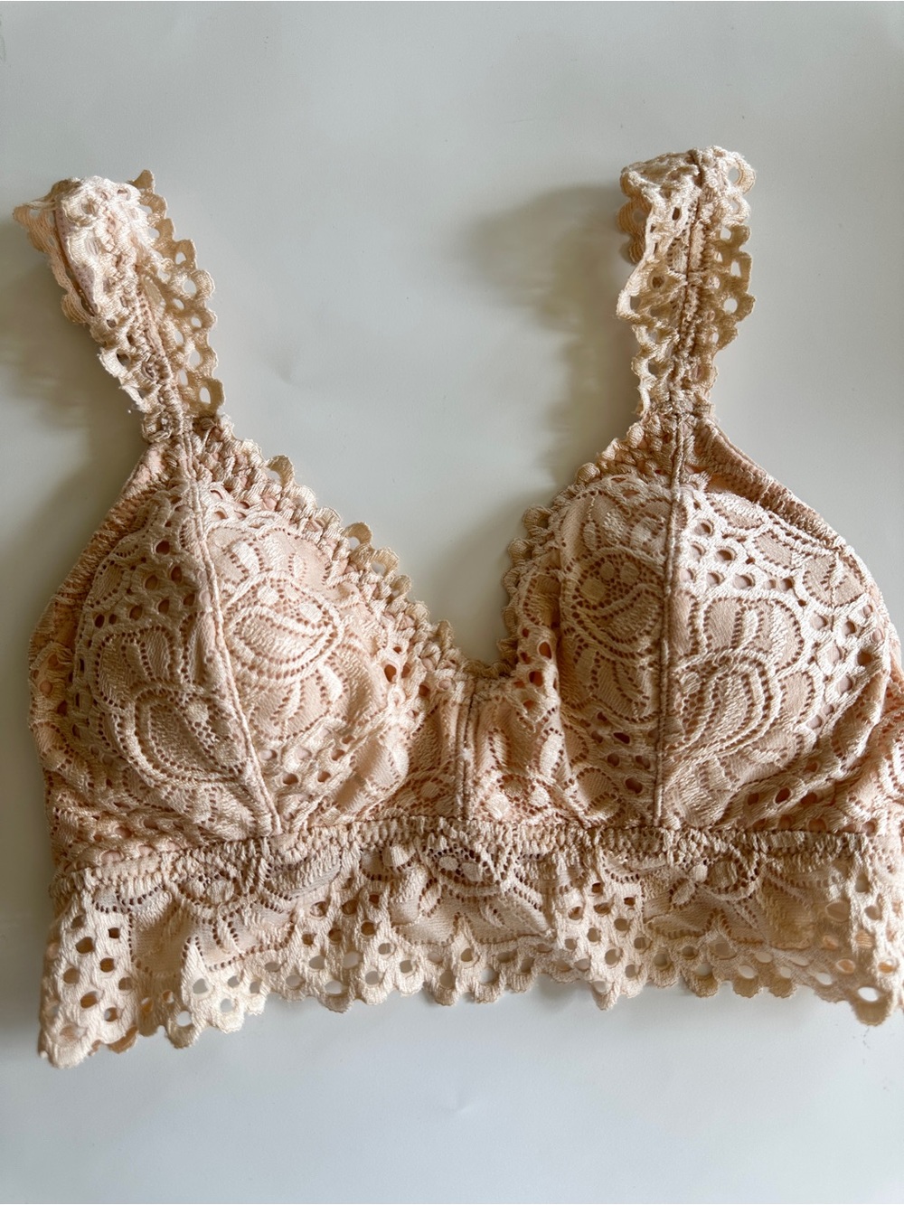 Live Love Dream Peach Lace Bralette with Scalloped Hem